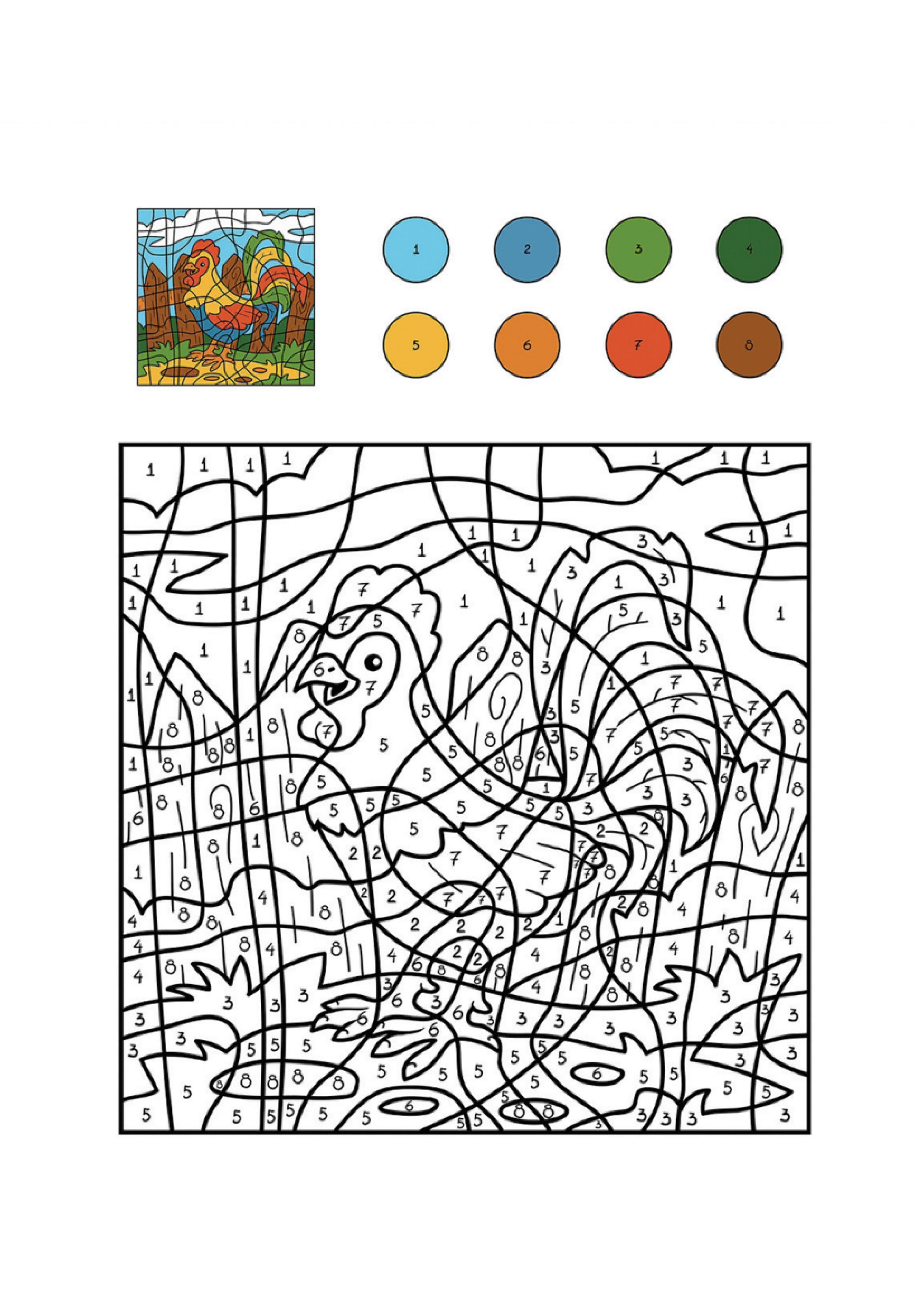 Rooster 5 coloring page